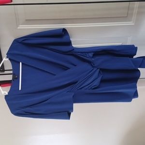 Ann Taylor bright blue top with tie in front.